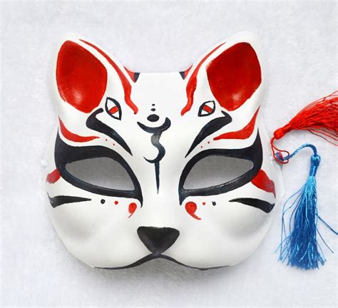 Yangyong Fox Cosplay Mask For Masquerade Halloween Japanese Kitsune Kabuki - Half Face Hand Painted Japanese Style Fox Mask Kitsune Cosplay