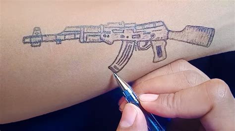 Drawing A Gun Tattoo Ak 47 Tattoo Design Youtube