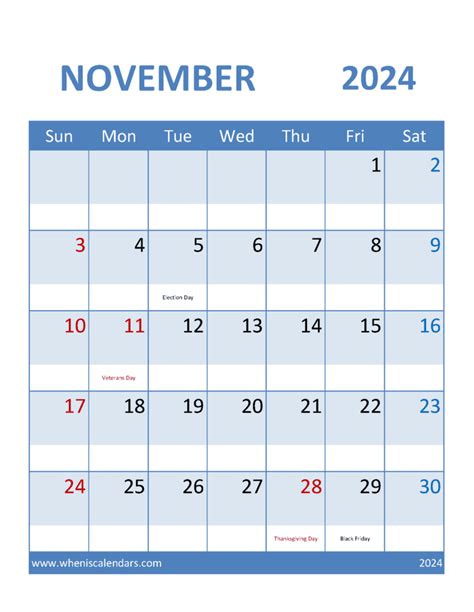 November Holidays Calendar 2024 Monthly Calendar