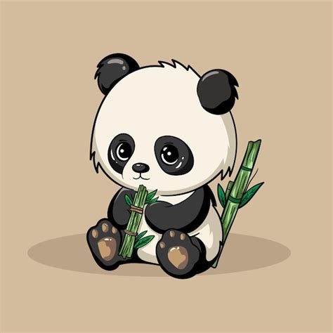 Premium Vector Cute Baby Panda Eat Bamboo Vector Icon Illustration