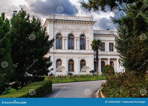 Exterior Of Livadia Palace In Yalta In Crimea With A Beautiful Garden