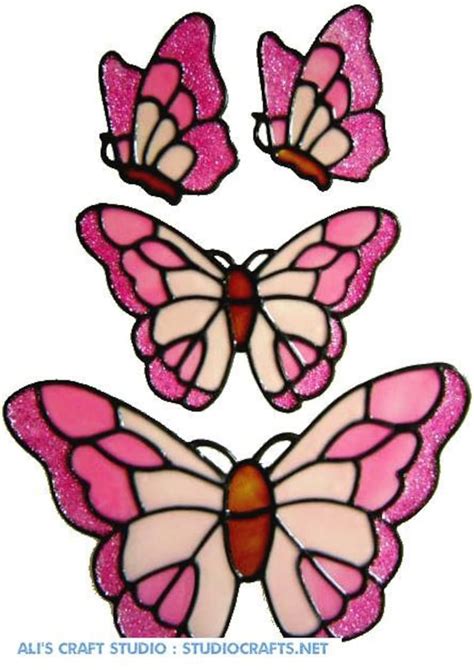 Butterfly Window Clings Set Of 4 Hand Painted Stained Glass Etsy Uk
