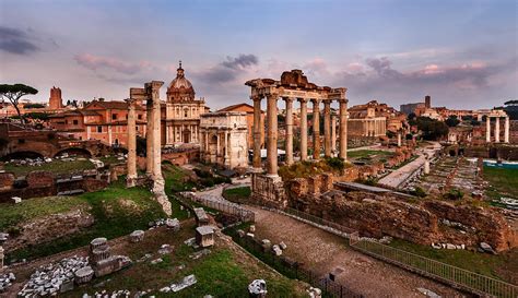 Panorama Of Roman Forum Foro Romano At Sunset Rome Italy Photograph By