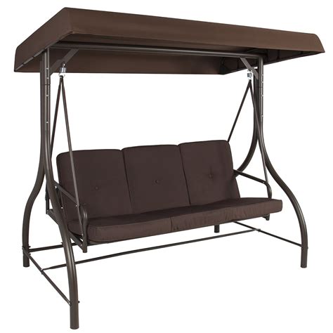 6 hanging chaise lounge chair arc stand air porch swing. Outdoor 3-Person Patio Porch Swing Hammock Bench Canopy ...
