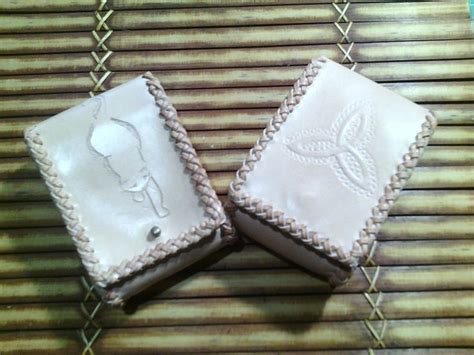 Leather Box Cigarrette Leather Box Zip Around Wallet Carving