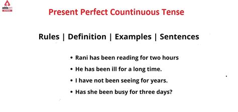Present Perfect Continuous Tense Examples Formula Sentences Rules
