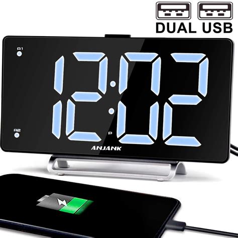 9 Digital Alarm Clock Large Led Display Dual Alarm With Usb Charger