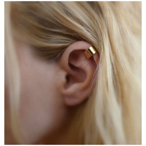 Gold Ear Cuff Cartilage Upper Helix Clip On Plain Smooth Simple Emo