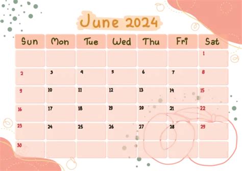 Calendario Mensual Junio 2024 Melocotón Png Dibujos 2024 Calendario