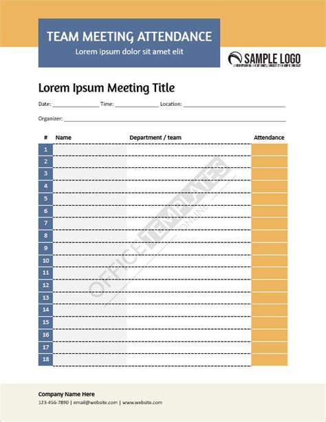 7 Free Meeting Attendance Sheet Templates For Ms Word