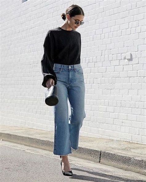 38 Lovely Wide Leg Cropped Jeans Ideas For Women Fashion Jeans Street Style Denim Fashion