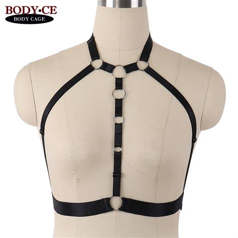 10pcs body harness bra open cage chest bondage lingerie black elastic