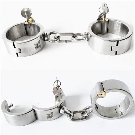 Hot Metal Handcuffs Bondage Invisible Round Lock Stainless Steel Hand