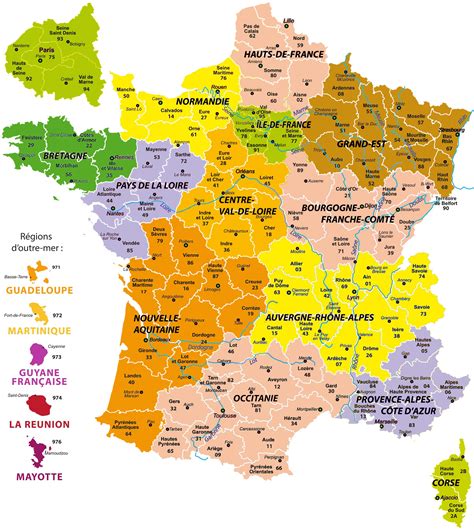 Carte France Regions Villes Hq