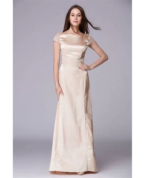 Elegant A Line Satin Floor Length Evening Dress With Open Back Ck507
