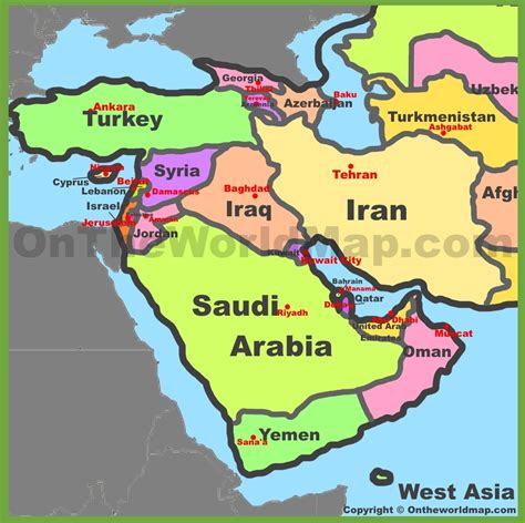 Map Of West Asia Western Asia