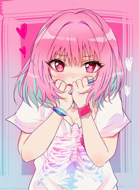 Pink Hair Portrait Display Anime Digital Art 2d Blushing Taya Oco