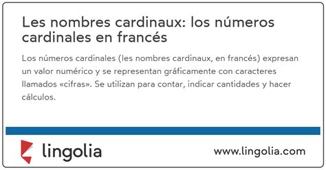Les Nombres Cardinaux Los Números Cardinales En Francés