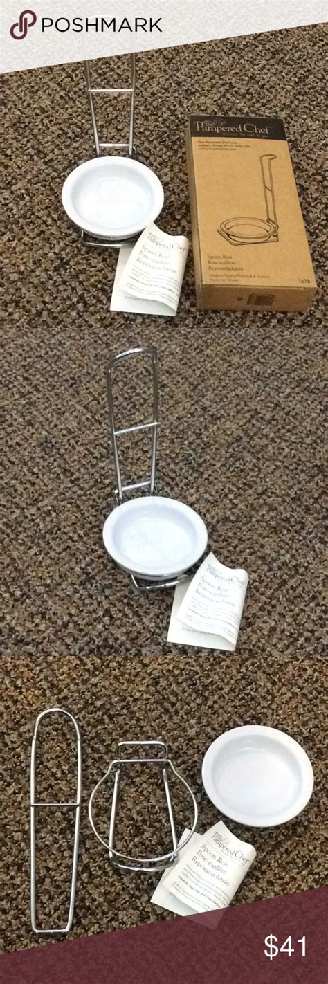 Easy to clean , dishwasher safe. SOLD The Pampered Chef Standing Spoon Rest Retired NWT ...