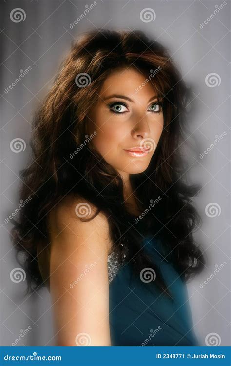 Lovely Brunette With Blue Eyes Stock Image Image Of Portrait Confident 2348771