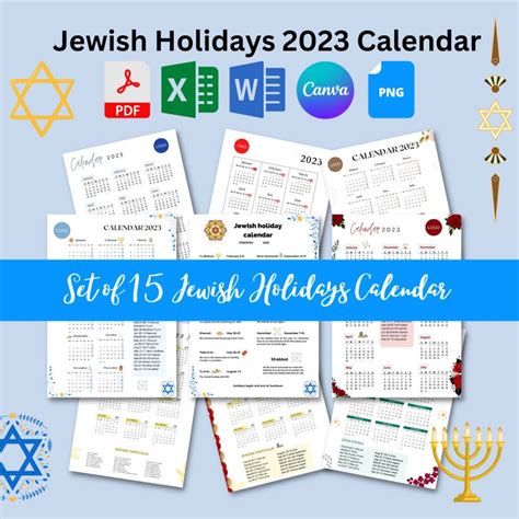 Jewish 2023 Calendar With Holidays Printable In Pdf Word And Excel