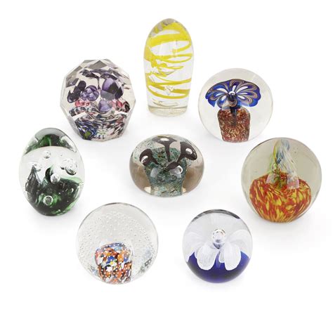 Set Of Eight French Decorative Glass Paperweights Mayfair Gallery