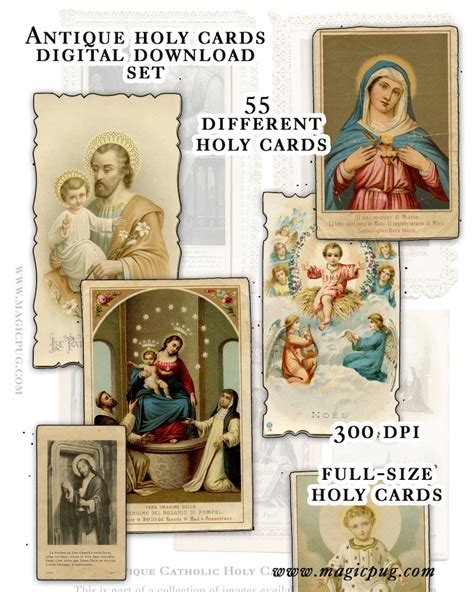 Catholic Holy Cards Digital Download Set B 55 Images For Etsy