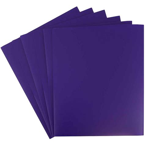Jam Heavy Duty Plastic Two Pocket Presentation Folders Purple 6 Pack