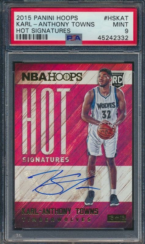 2015 16 Panini NBA Hoops Hot Signatures Karl Anthony Towns RC Rookie