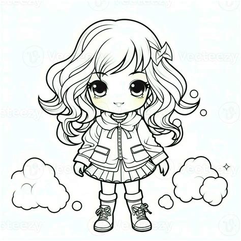 Anime Girl Coloring Pages 26672917 Stock Photo At Vecteezy