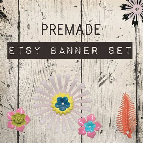 Vintage Flowers Etsy Banner Set Premade Wood Etsy By Designandplay 20
