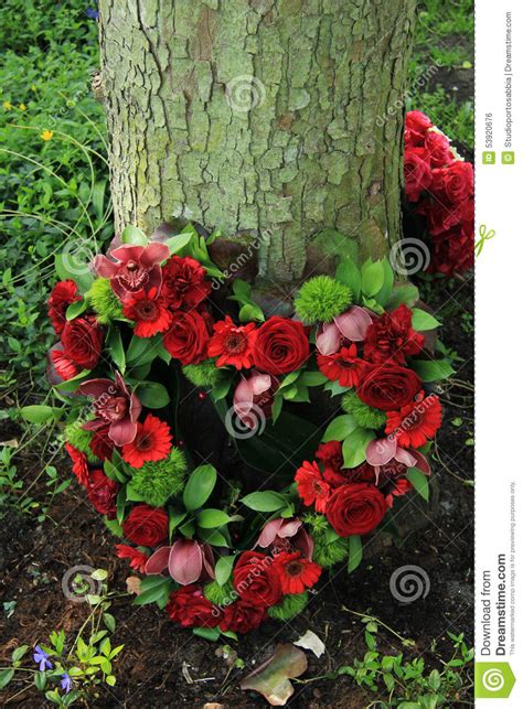 Heart Shaped Sympathy Flowers Stock Photo Image 53920676