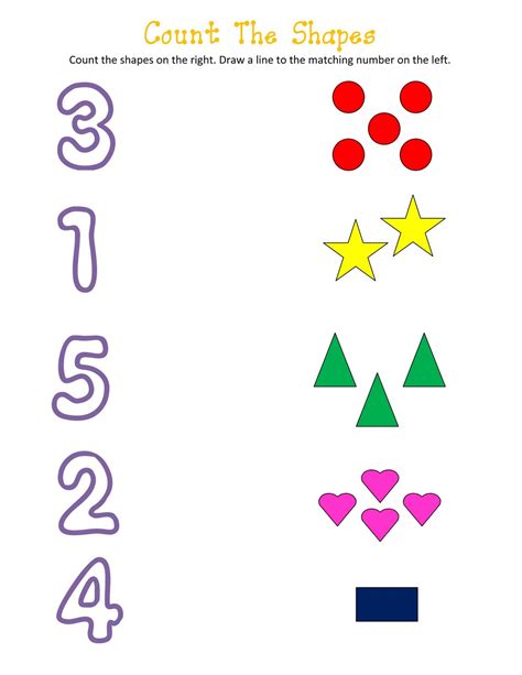 Shapes And Numbers Worksheets For Preschoolers