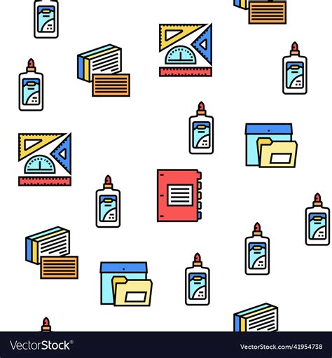 School Supplies Stationery Tools Seamless Vector Image