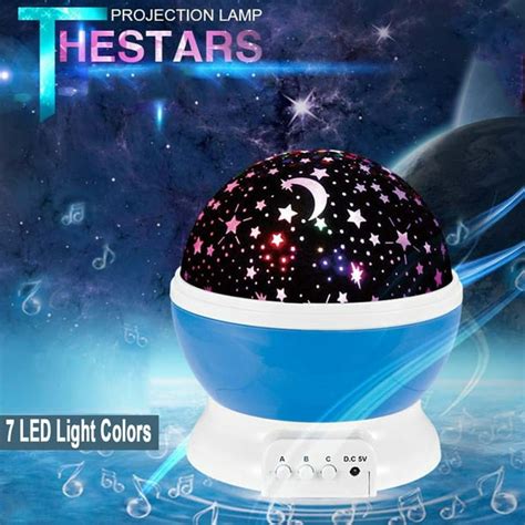 Star Moon Projector Rotating Night Light Lamp For Kids To Sleep 4 Led