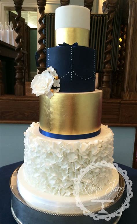 Navy And Gold Wedding Cake Gold Wedding Cake Wedding Cake