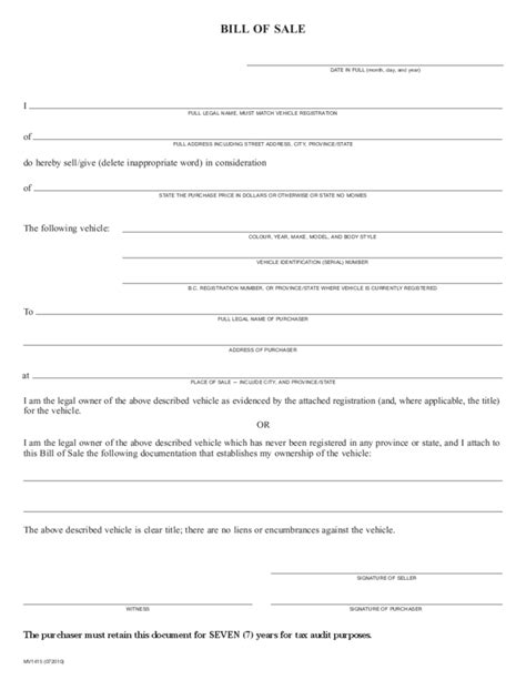 sample vehicle bill  sale format