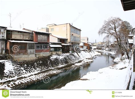 Miyagawa River Surrounded with Snow Stock Photo - Image of forest ...