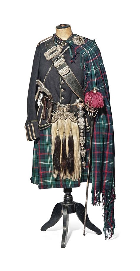 A Highland Dress Outfit Including Percussion Dress Pistols A Basket