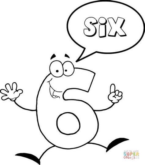 In english and spanish, uppercase and lowercase. Number 6 Says Six coloring page | Free Printable Coloring ...