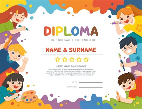 Premium Vector Illustration Of Certificate Kids Diploma Cute