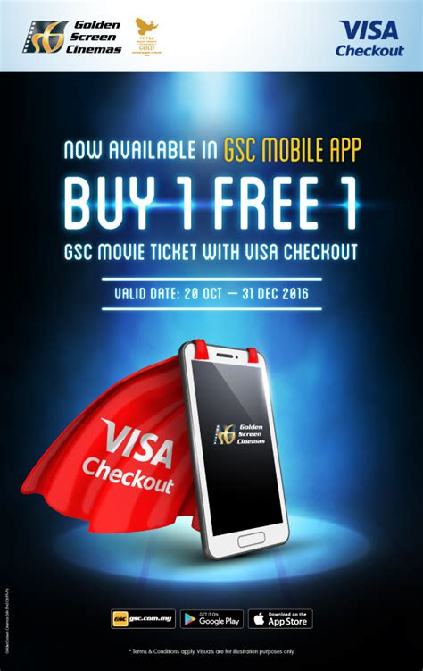 Enjoy 10 free movie tickets upon card approval, up to 30% off on snacks, access to priority ticketing lane, rm6 off movie tickets and up 3x gsc reward points. GSC Movie Ticket Buy 1 Free 1 Using Visa Checkout Every ...