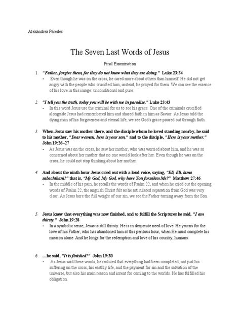 The Seven Last Words Of Jesus Pdf Jesus Systematic Theology