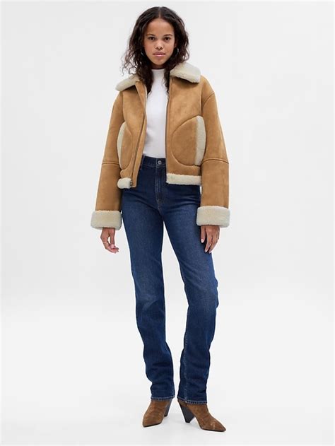 Vegan Suede Sherpa Trim Jacket Gap