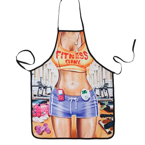 Luoem Novelty Cooking Kitchen Apron Sexy Musical Girl Printed Apron Cooking Grilling Bbq Apron
