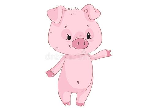Cute Pig Cartoon Clipart Isolated On White Background Stock Vector