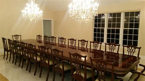 Large 24 Foot Mahogany Extension Dining Table Seats 30