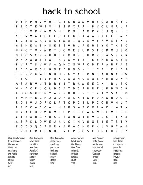 Back To School Word Search Wordmint