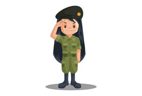 Female Soldier Saluting Cartoon Vector Clipart Friendlystock Images