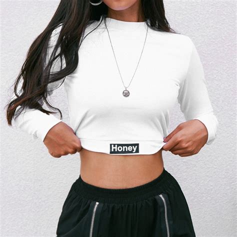Long Sleeve Shirt Women Harajuku Honey White Cotton Modis Female T